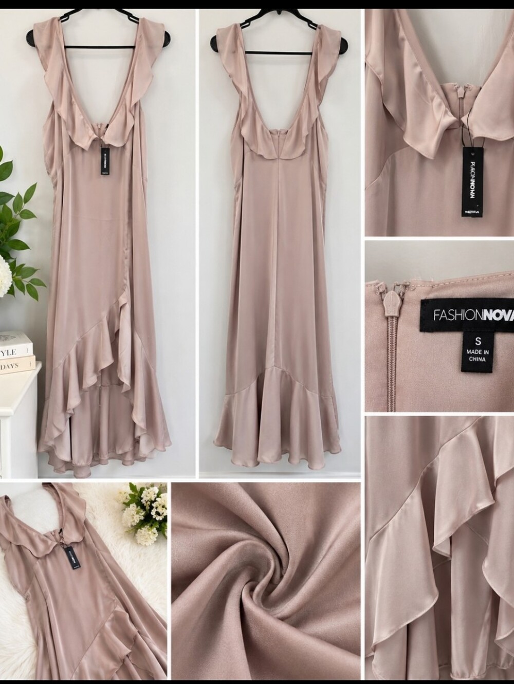 Express Mauve Asymmetrical Cold-Shoulder Satin Dress